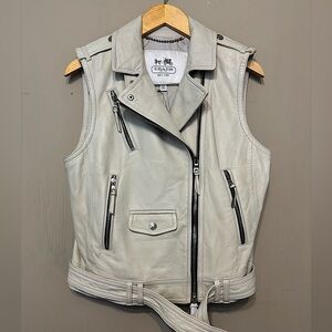 COACH NWT Leather Moto Vest